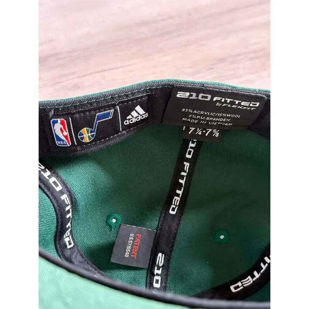 Utah‎ Jazz NBA Green Fitted Flex Adidas Hat- 7 1/4- 7 5/8- EUC